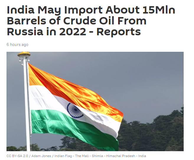 多多益善？印媒：2022年，印度或从俄罗斯进口1500万桶廉价原油趣学英语是哪家的