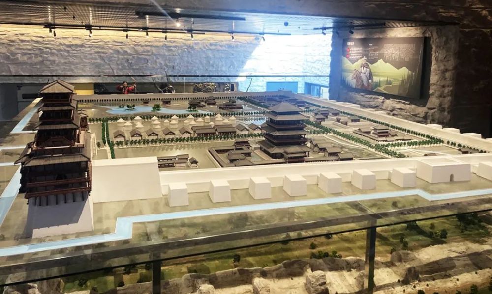 统万城遗址复原全景沙盘模型统万城遗址博物馆历史的灰尘被一点一点地