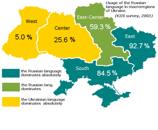 93%第聂伯罗彼得罗夫斯克州 72%克里米亚—97 的人口而在乌克兰