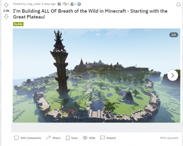 Someone is building the entire 'Breath Of The Wild' map in 'Minecraft