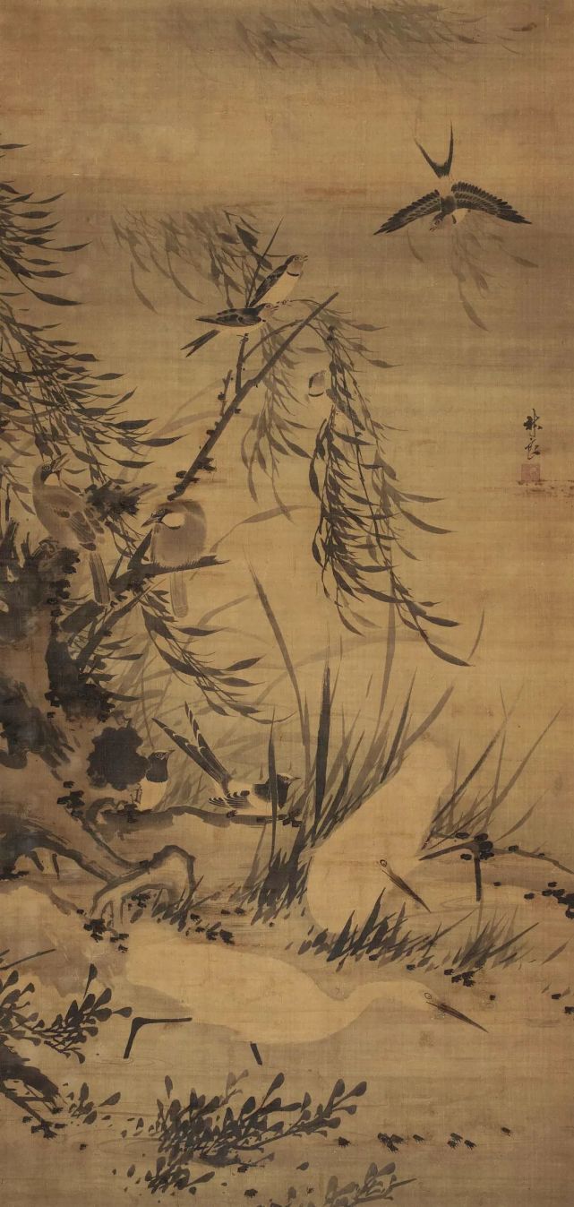 燕鷺圖》局部明·林良《柳風燕鷺圖》局部清 華喦 《柳燕鴝鵒圖》清