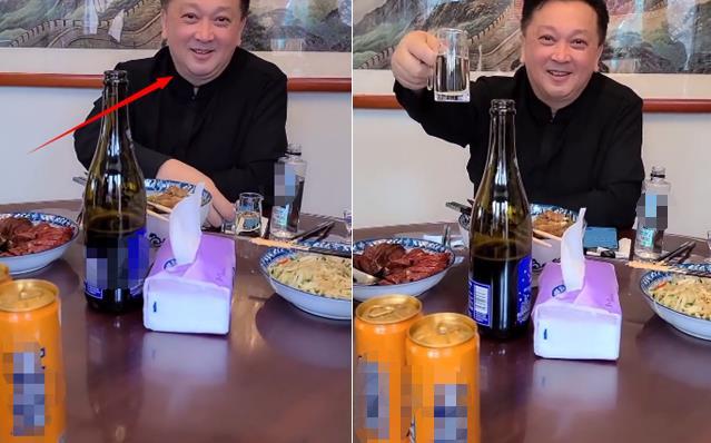 郁钧剑去刘和刚家中做客脸部发福双下巴明显一口闷白酒太豪迈