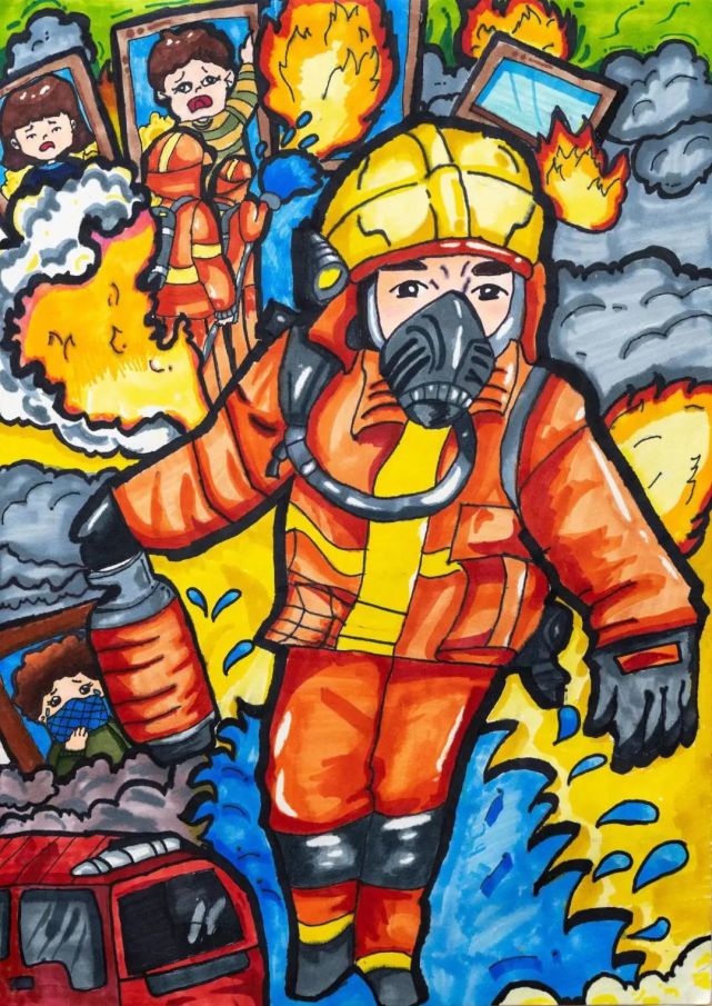 消防英烈绘画图片