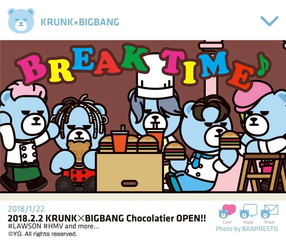 bigbang 首度和 yg 的吉祥物 krunk 熊联名,开创了明星联名 ip 的先河