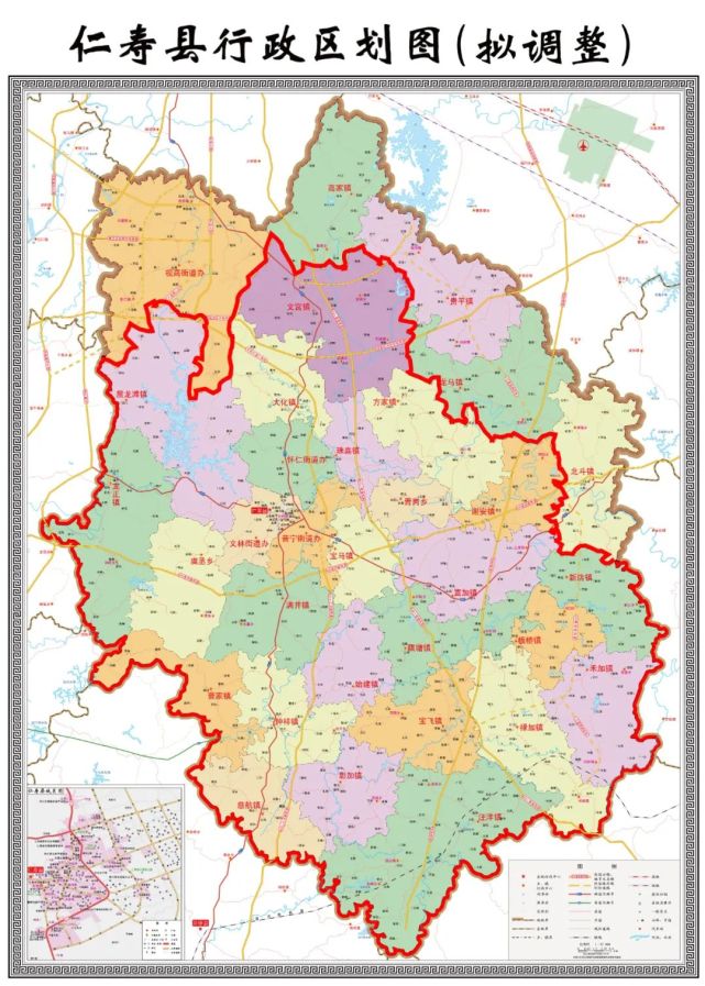 2022年仁寿县行政区划图来啦,记得收藏!