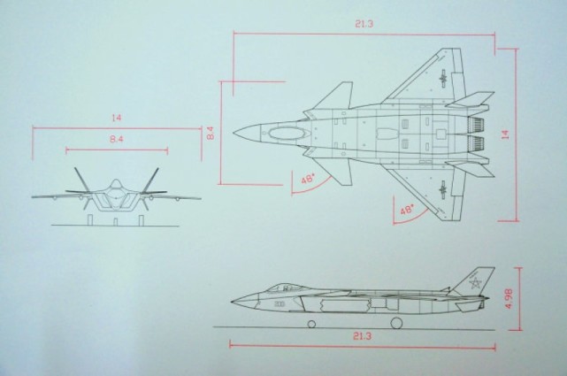 歼20三视图线稿图片