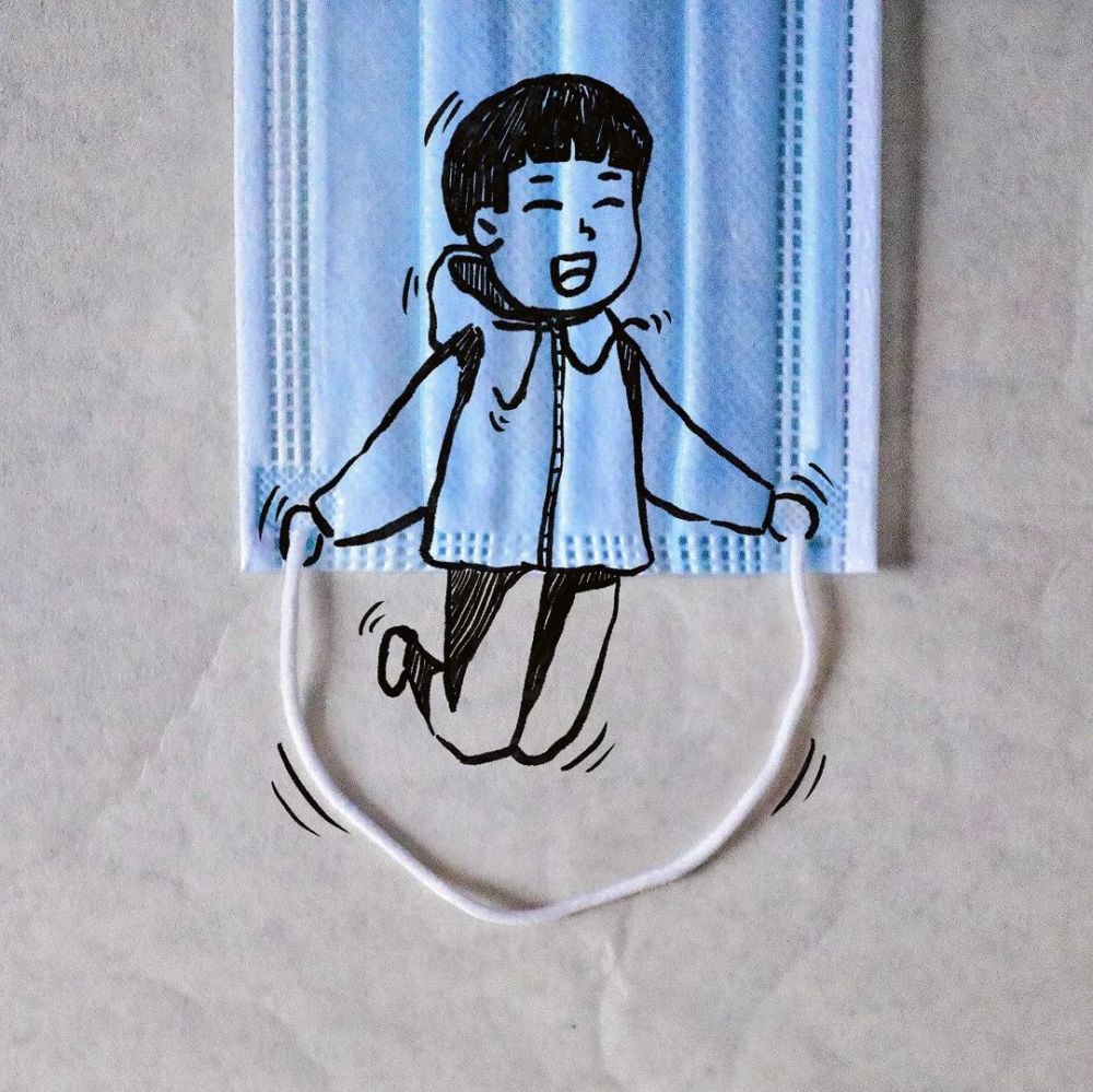 6岁萌娃和超级奶爸的口罩创意画火了_腾讯新闻