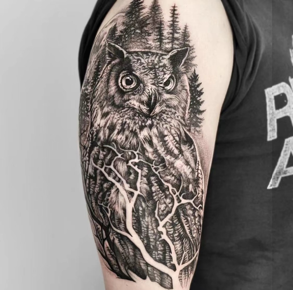 猫头鹰纹身纹在身上的效果也太棒了!插图6