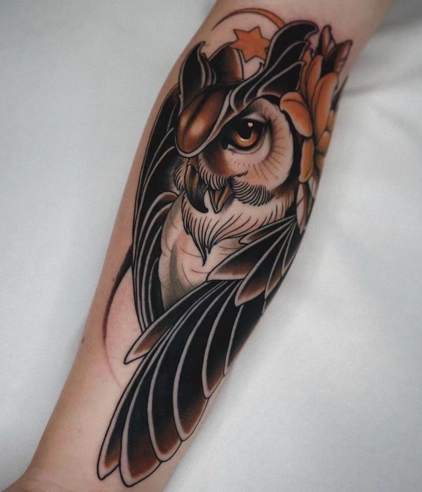 猫头鹰纹身纹在身上的效果也太棒了!插图7