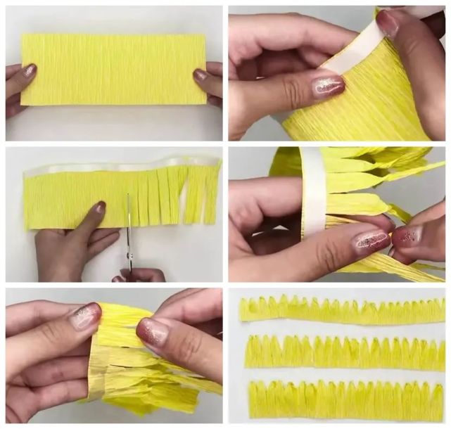 皱纹纸剪成彩带的方法图片