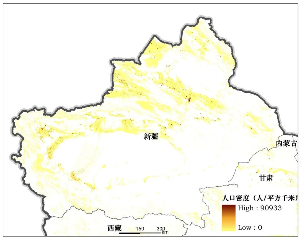 新疆人口密度分布图