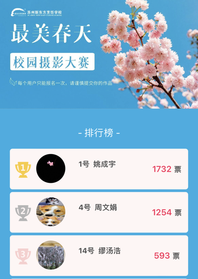 『最美春天校园摄影大赛』投票结果公示