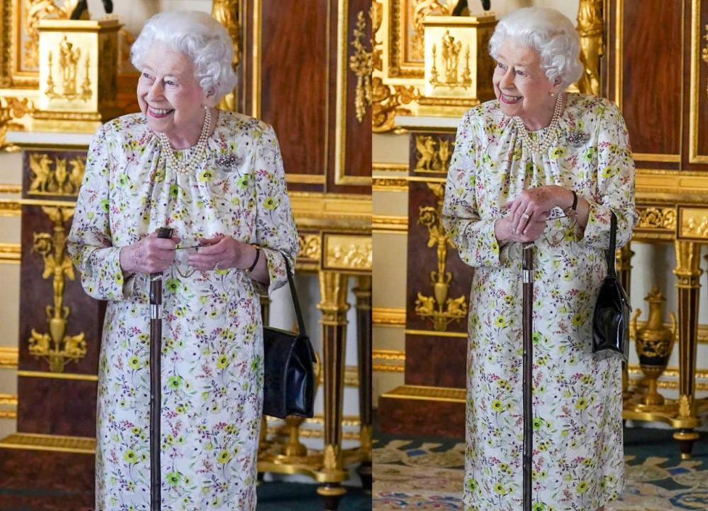 96岁英女王年后首露面，鲐背之年穿印花裙气色好，脖子前倾得厉害600496长江精工