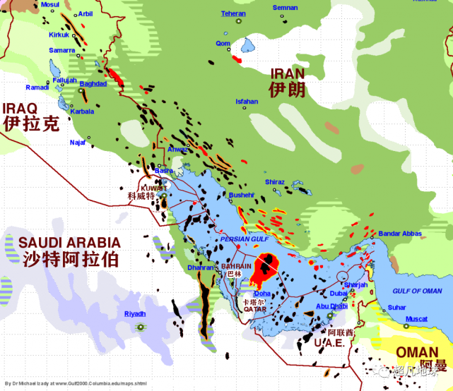 波斯灣各地的油田一樣,他們都形成於遠古時期,是由過去豐富的生物資源