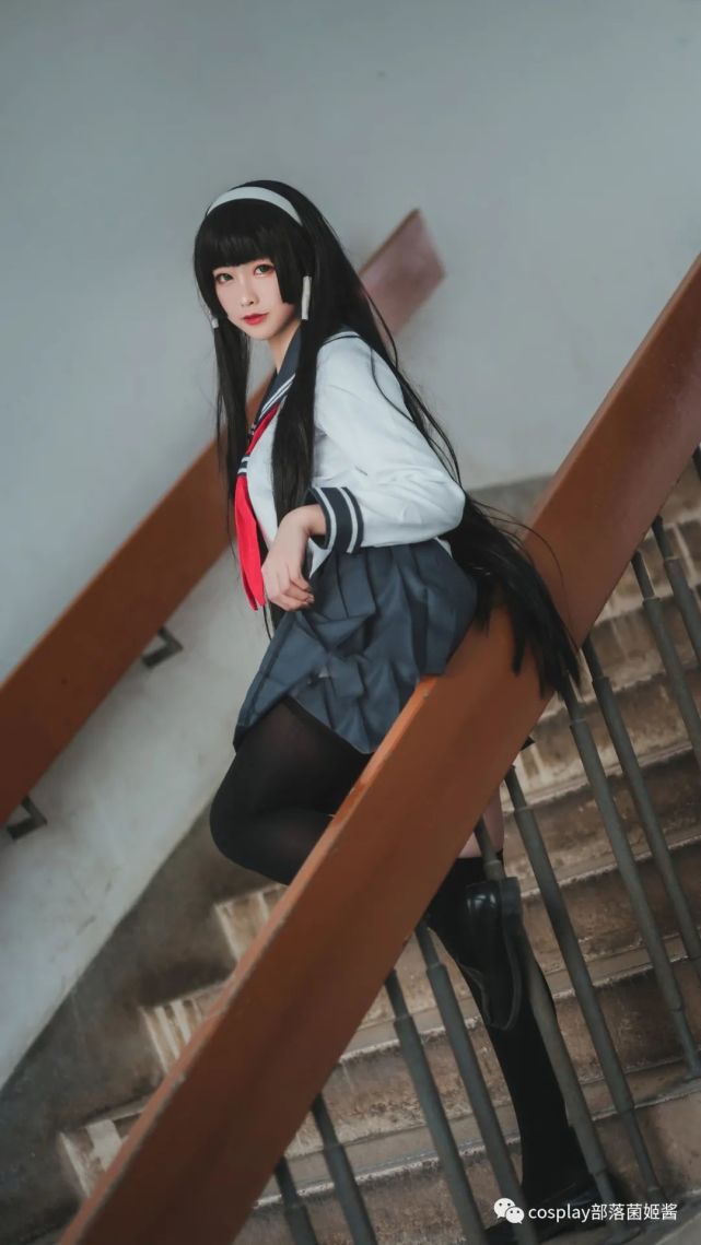 cos:美少女万华镜莲华校服cos正片@嗷一