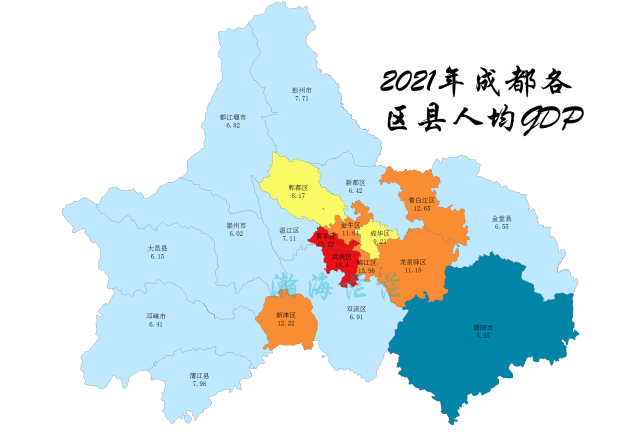 2021年成都市各區縣gdp,人均gdp,常住人口,人口密度等數據