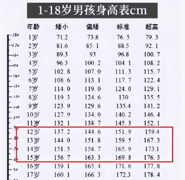 5左右,這個時候能明顯地看出男生身高變化得很明顯,等到男生15歲的