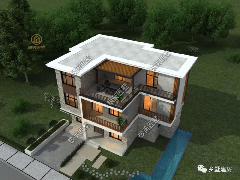 别墅360°视野图主体造价:29万左右建筑高度:10.