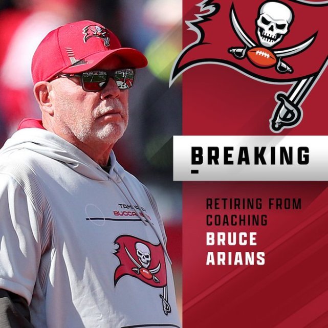 前海盗主教练布鲁斯·阿里安斯退役