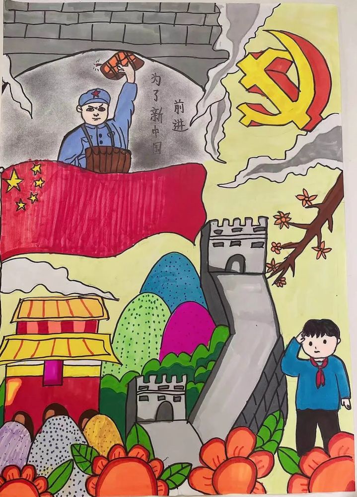 我用画笔将心目中的英雄绘画出来,他们的形象仿佛同狼牙山熔铸为一体