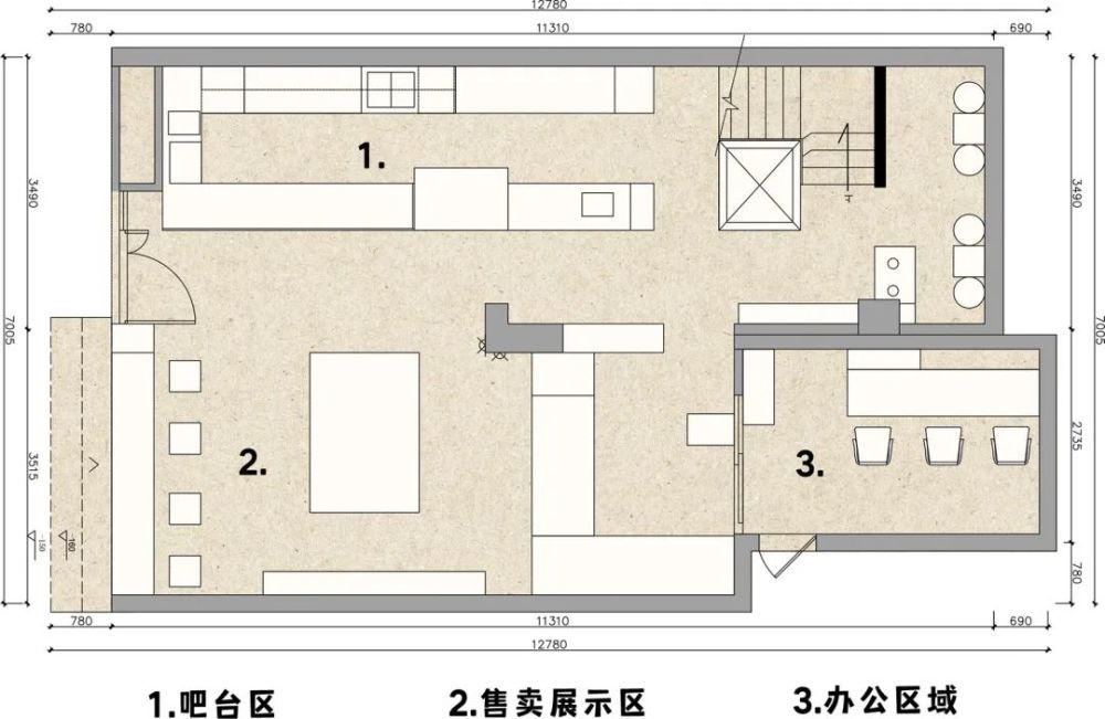 lab▲二層平面圖08zoocn lab項目名稱:poka poka 麵包商店設計方