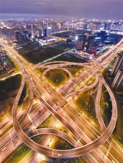 鸟瞰赣南大道快速路立交桥