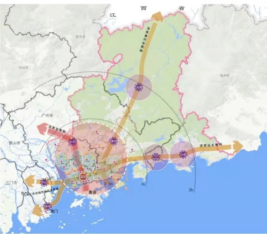 此前,深圳已提出,要制定实施深圳都市圈发展规划,形成中心引领,轴带