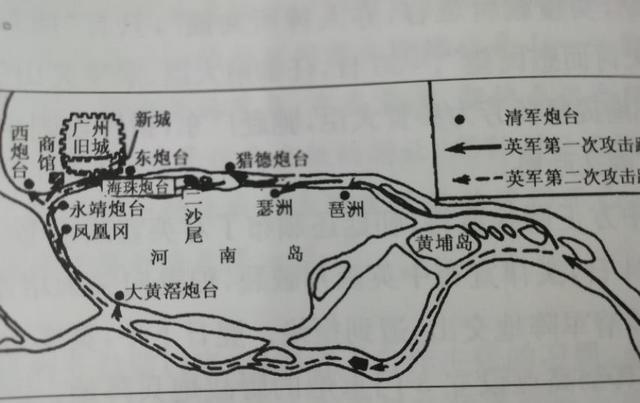 4艘英艦在沙角炮臺正面攻擊吸引火力,陸軍1461人則迂迴到炮臺側後方約