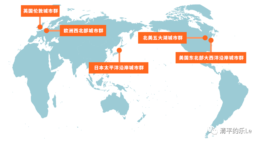 分别是以纽约为核心的美国东北部大西洋沿岸城市群,以芝加哥为核心的