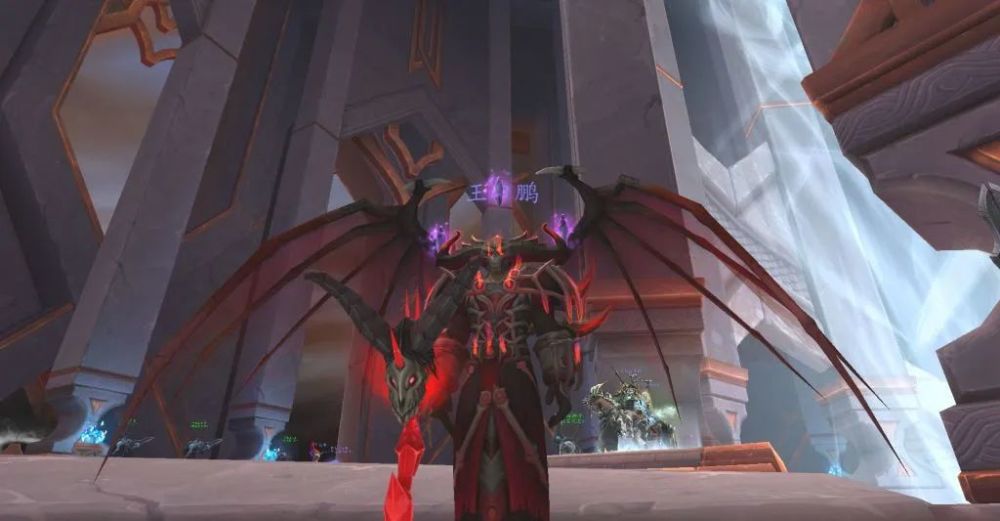 狰狞背部:猩红之刃斗篷加天魔特效翅膀武器是术士职业神器乌萨勒斯