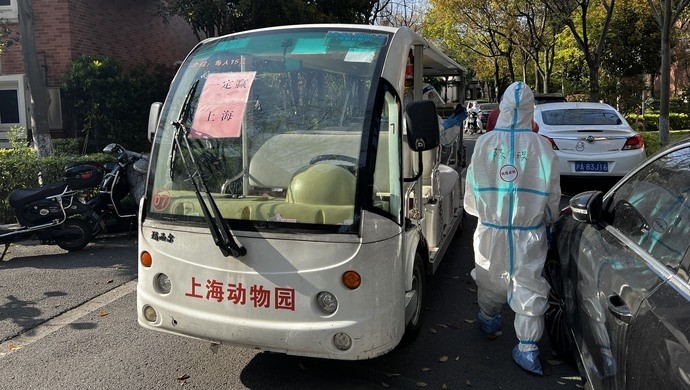 動物園也來幫忙了出借多輛觀光車助上海大型社區完成移動核酸採樣