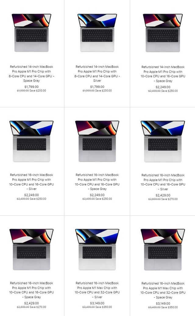 最低1799美元 苹果开售m1 pro与m1 max macbook pro官翻机
