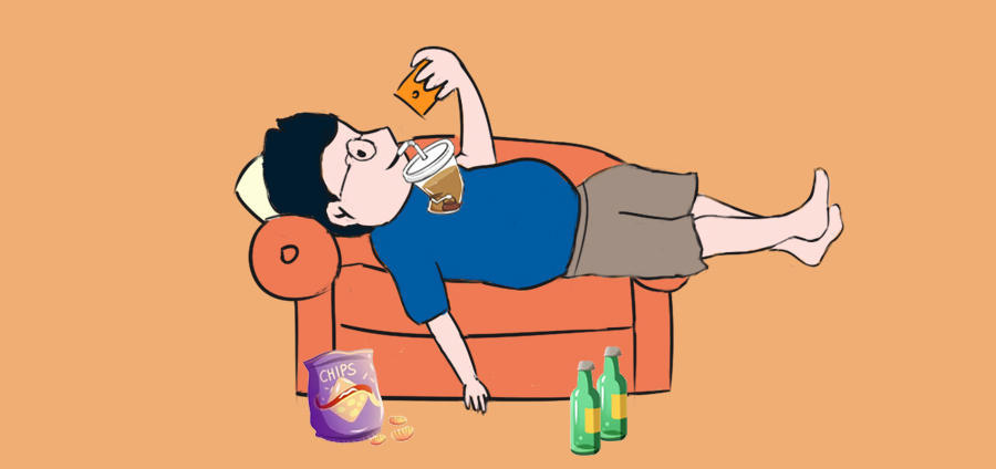 被困在家年轻人学会躺着吃饭