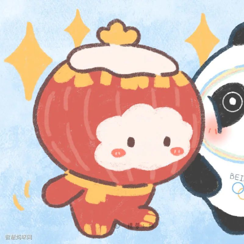 2022北京冬奥会吉祥物冰墩墩和雪容融简笔画图片