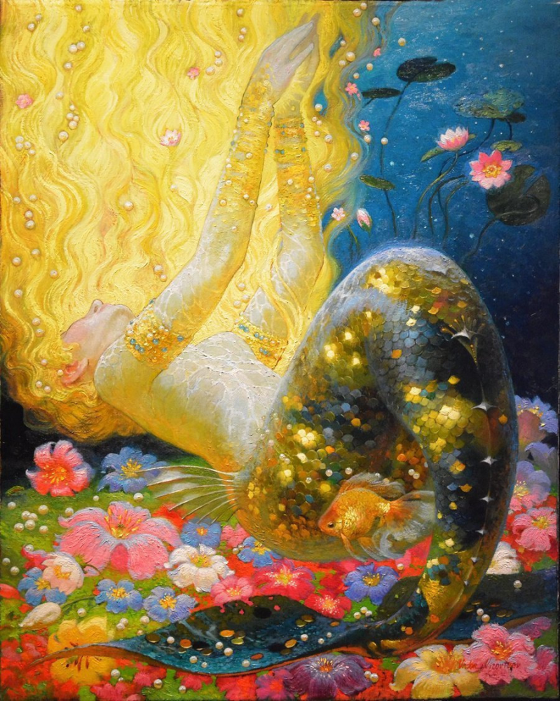 手绘插画作品,人鱼公主,画师victor nizovtsev