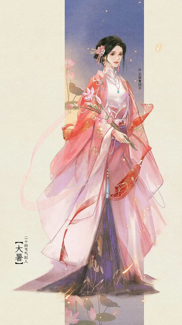 古风插画拟人之二十四节气|梨花风起正清明,游子寻春半出城