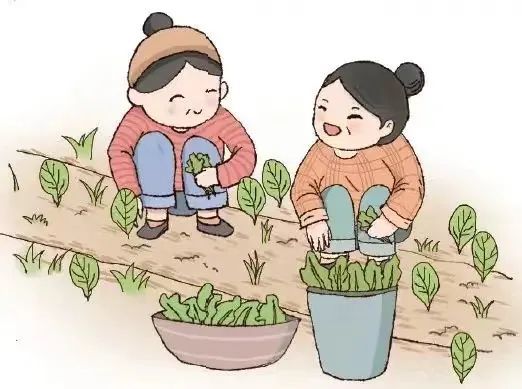 挖野菜卡通图片图片