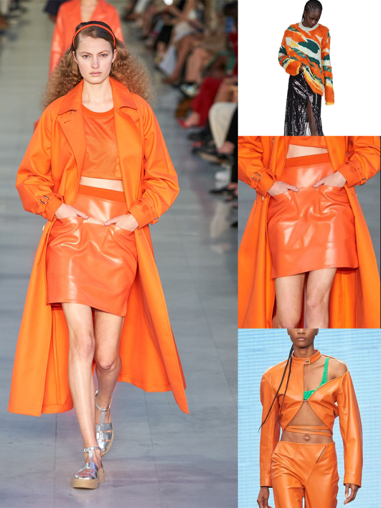 在这穿搭中,搭配的一些粉紫色,白色内搭,开叉下摆等的出现,为这些服装