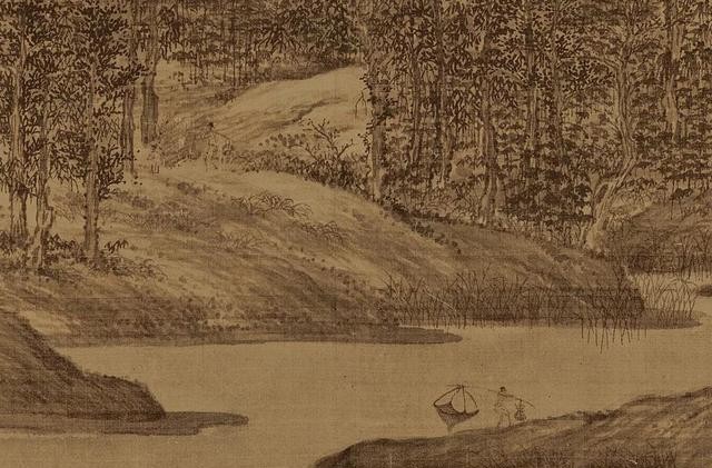 南方山水画派的代表董源,江南山水《潇湘图》,绘出一片润秀空灵