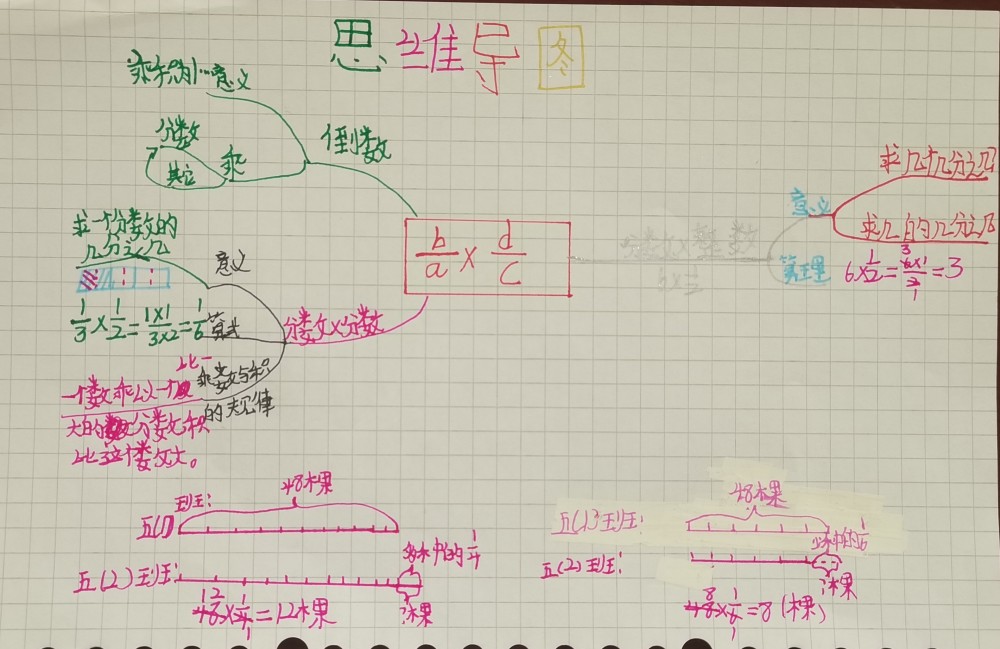 北师大数学五年级第三单元分数乘法单元小结思维导图分享