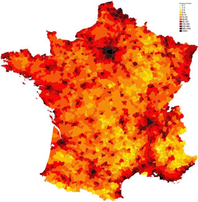 法国人口密度图,巴黎一城独大1954年非洲阿尔及尔(当时是法国殖秘地