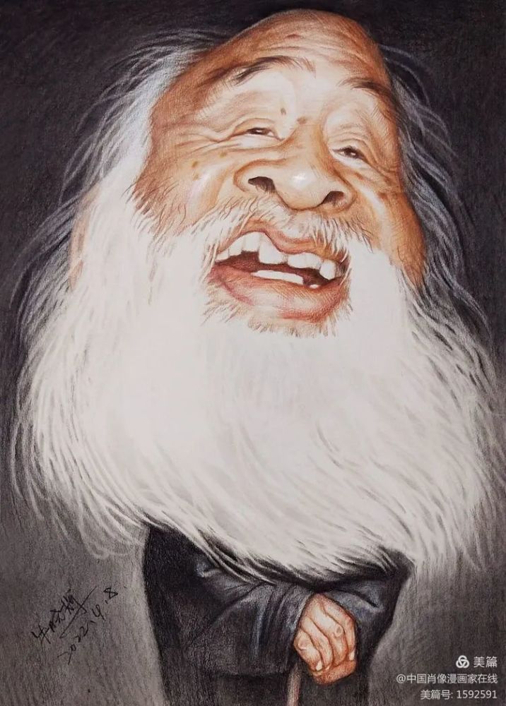 国画大师张大千肖像漫画