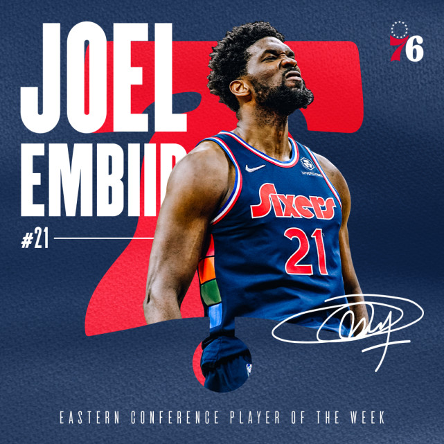 nba官宣恩比德正式加冕得分王再获周最佳哈登高呼mvp