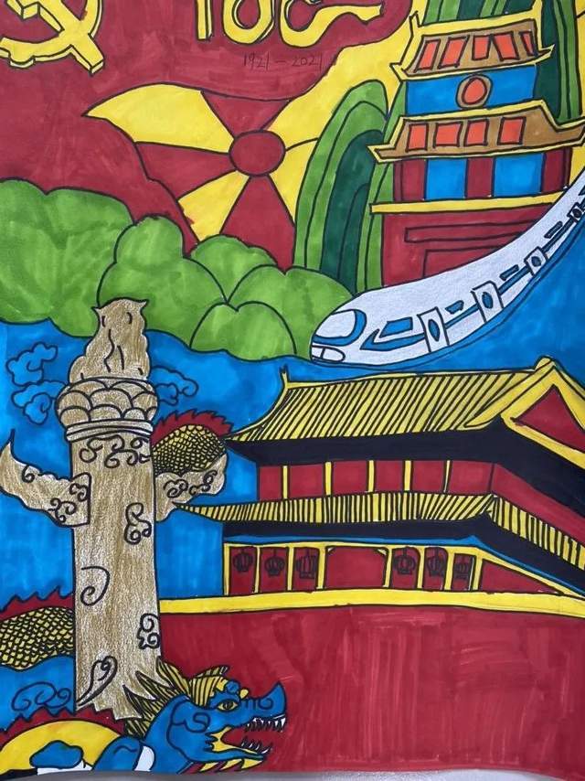 绘画一件件饱含深情的作品用双手描绘出点燃那一抹中国红队员们用自己