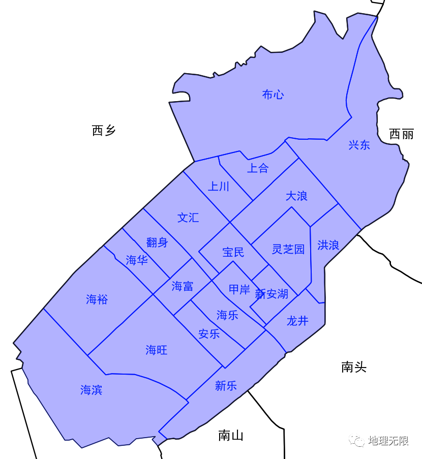 深圳市宝安区新安街道21个社区分布地图