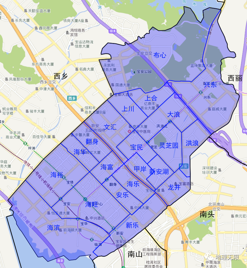 深圳市宝安区新安街道21个社区分布地图