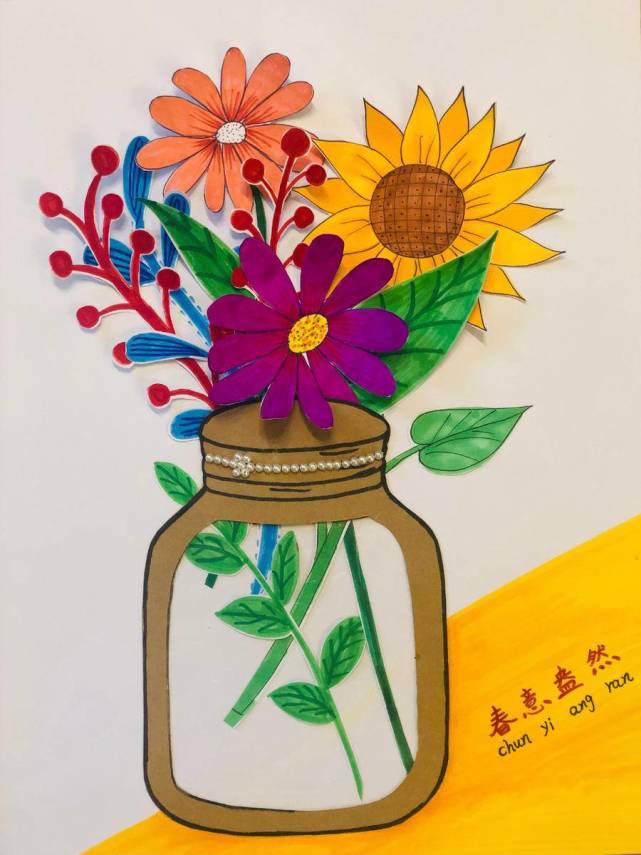 手工创春意|五彩斑斓"进瓶来",小朋友把春天装进花瓶