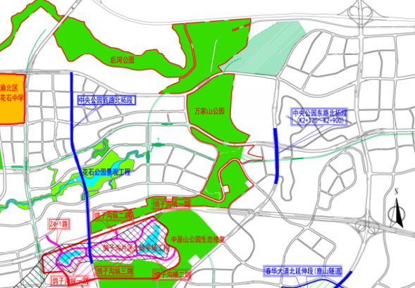 此外,在重慶市規劃的空港新城10大公園中,中原山公園,萬家山公園,後河