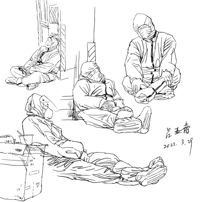 文艺家居家抗疫日常丨上海人物画师拿起画笔,用速写喊出:奥密克戎难不