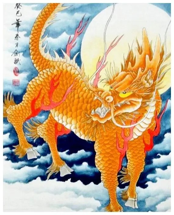 正所谓"麒麟踏祥云,人间百难消".